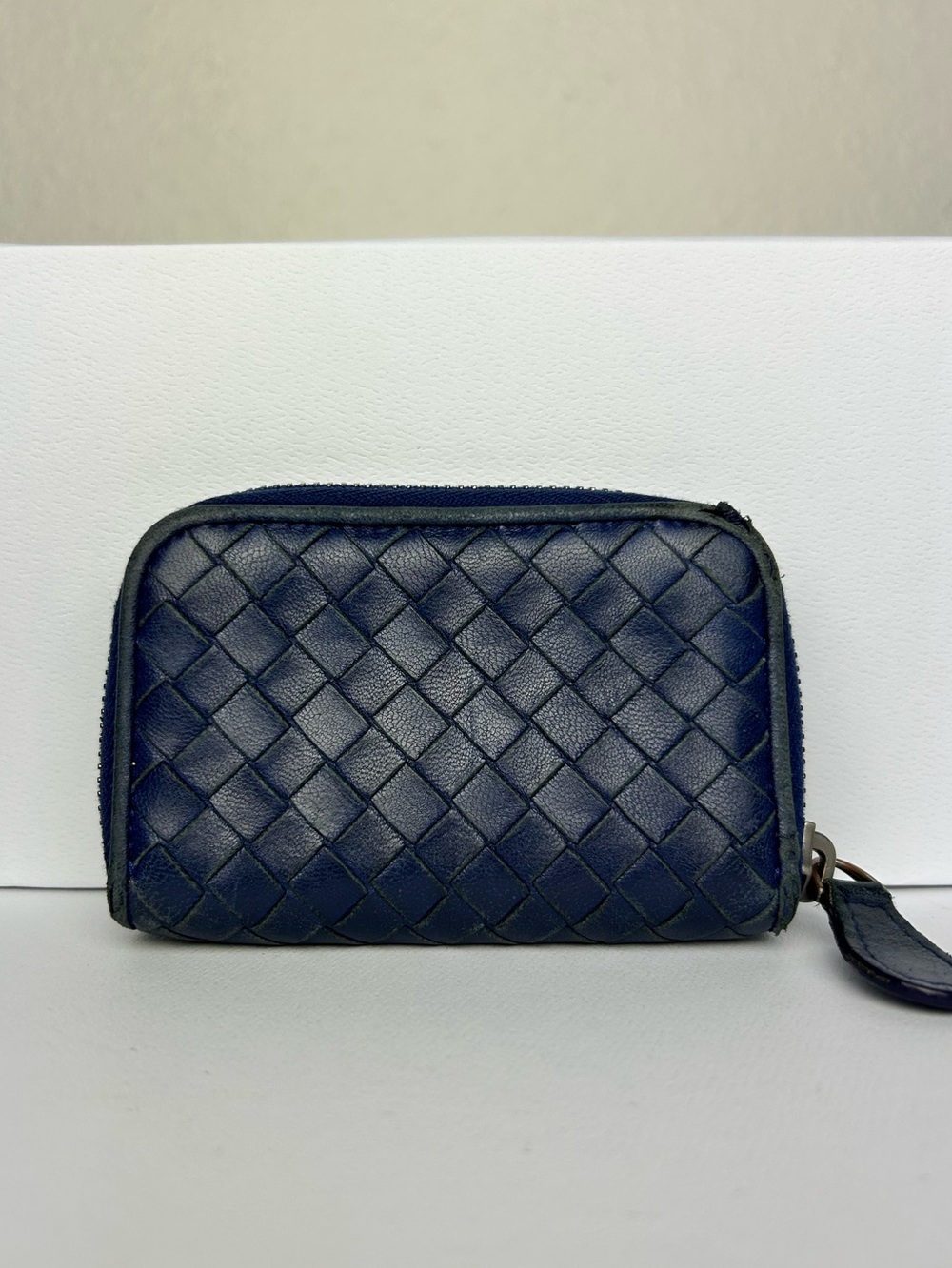 Bottega Veneta Intrecciato Navy Zip Coin Card Case